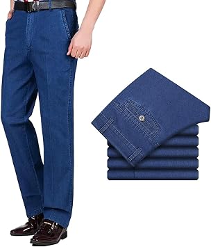 DYJAGYO Mens Stretch Jeans, Mens Straight Leg Jeans, Jett Mens Jeans, Mens High Waisted Straight Leg Stretch Jeans