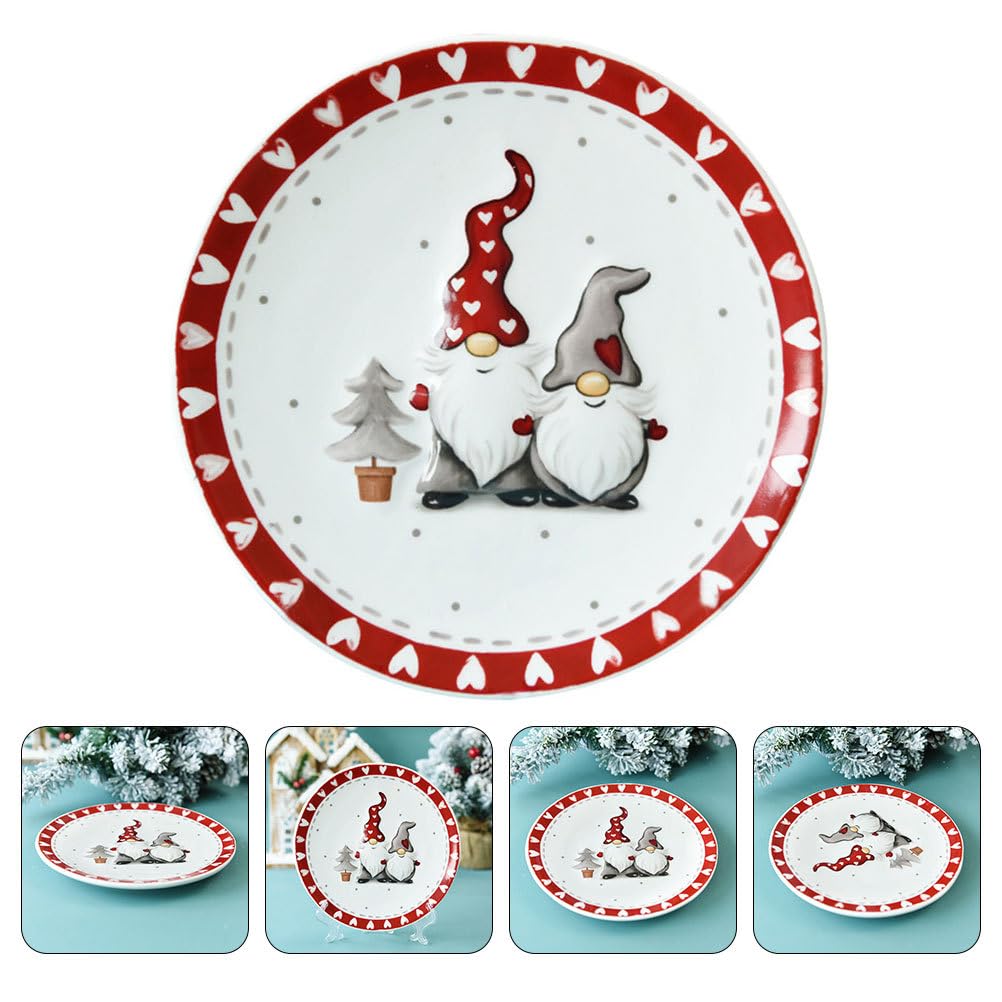 Cabilock Kuchenteller 2 Stück Fantastische Portion Weihnachten Vorspeise Salat Halter Stilvolle Dekorative Form GNOME Snacks Hochzeit Pasta Geschirr Kekse Ofen Desserts stück mit