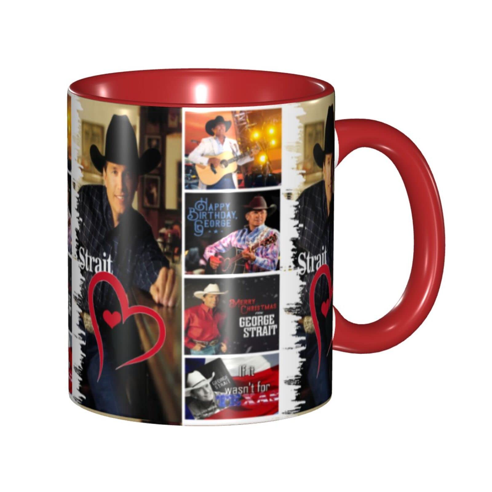 330ML Ceramic Coffee Mug for Women and Men for George or Strait cool breakfast cup with Handle couple cup Red