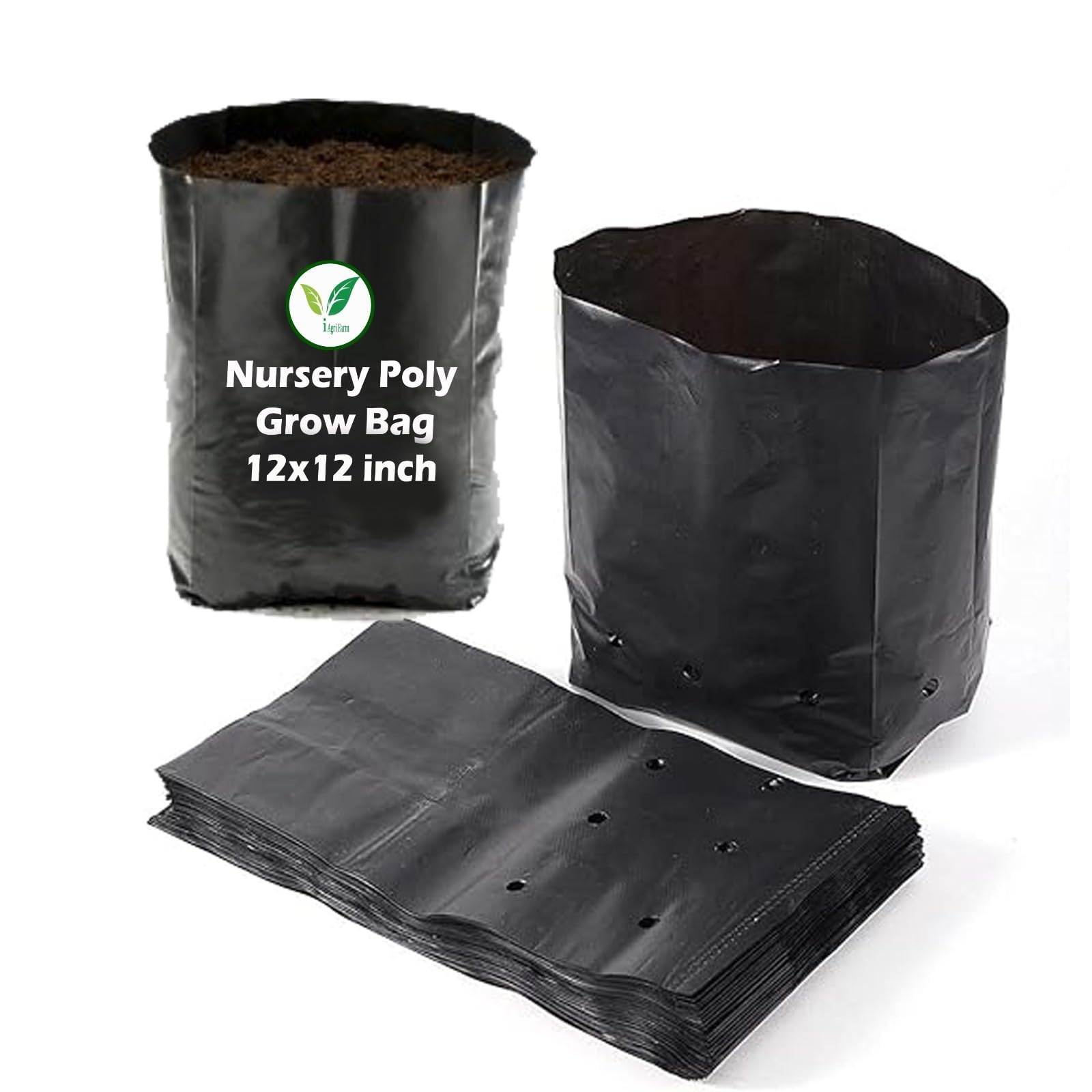 IAgriFarm UV Protected Poly Grow Nursery Plant Bags, 12x12 inch, 250 Qty, with Drainage Holes for Nursery Plants (B0D7S57MMQ) Amazon Price History, Amazon Price Tracker
