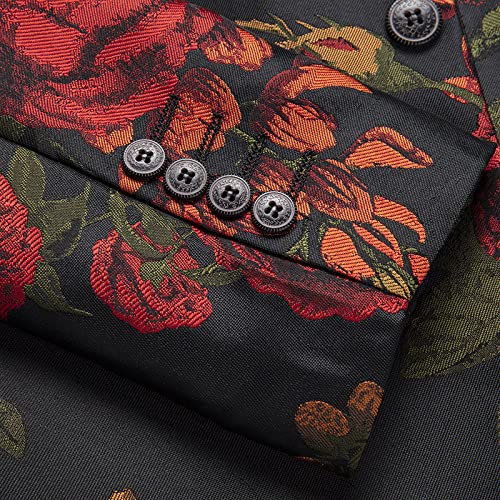 LAKKOA Suit Jackets For Men, Mens Prom Suit Jackets Trendy Flower Blazer Suit Jacket Black Casual Slim Fit One Button Suits Coat Floral Leisure Jacket Party Dinner Jacket S-4Xl,3Xl