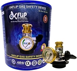 Gas Safety Device, LPG, Analog Display, Stainless Steel, 8mm Outlet, Auto Shut Off
