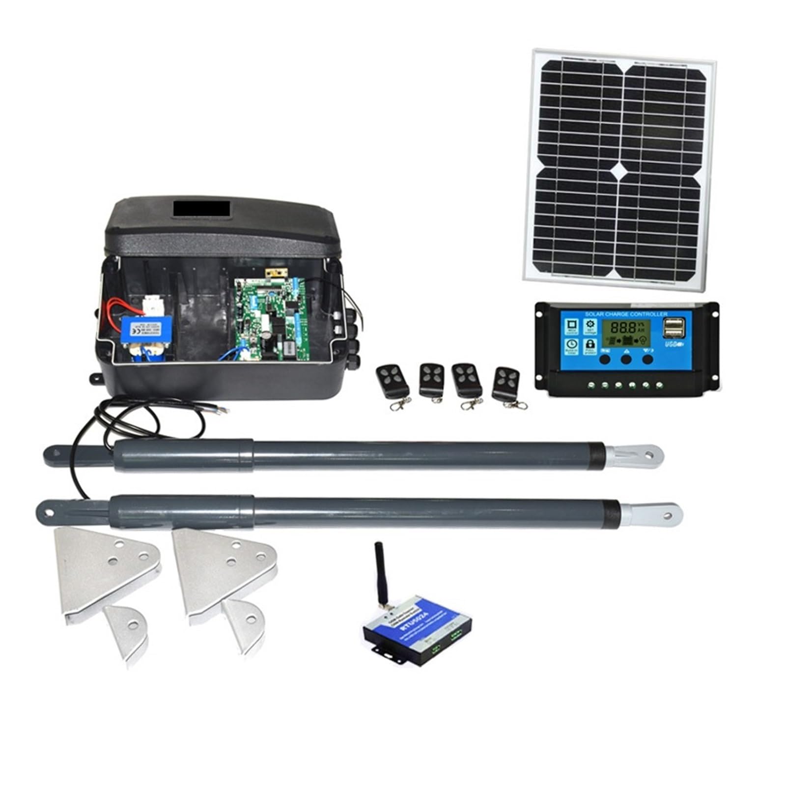 Elektrischer Türöffner, DC 12V solarbetriebener Torantrieb Hochleistungs-Schwenktoröffner-Motorsatz,Weit verbreitet(Kit2)