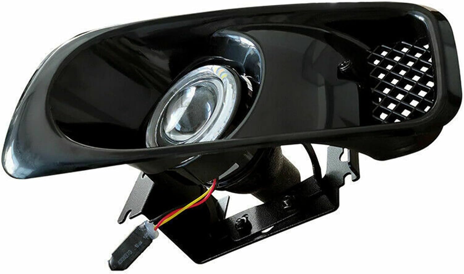YLT AUTO Front Bumper Running Fog Light A Pair of LH + RH Replacement Kit Clear Lens Black Fog Light Cover LED Halo Projector DRL With Led Bulb and Switch Wiring For 1999-2000 Hon-da Civic