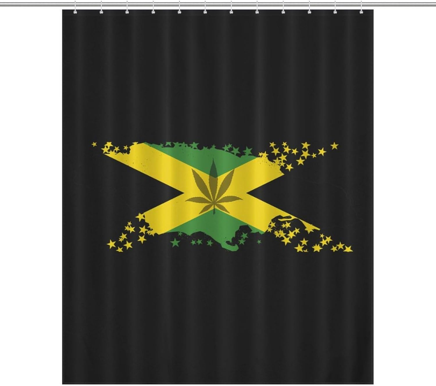 Jamaica Map Flag Weed Funny Shower Curtains Washable Bath Curtain Liner with Hooks for Bathroom Bath Tubs