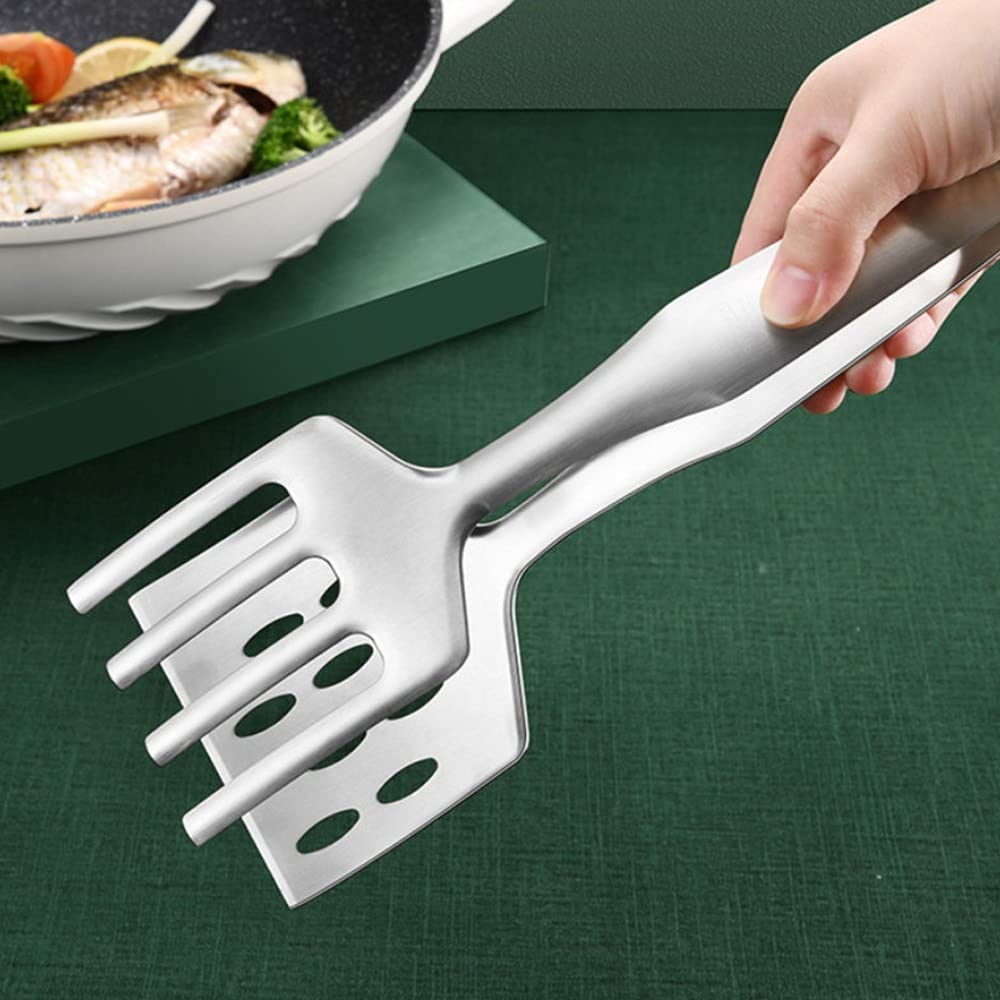Pinzas de Cocina de Acero Inoxidable, 1 Pieza, Pinzas para Alimentos, Pinzas para Barbacoa, Pinzas para Pescado Frito, 25,5 x 9,8 cm