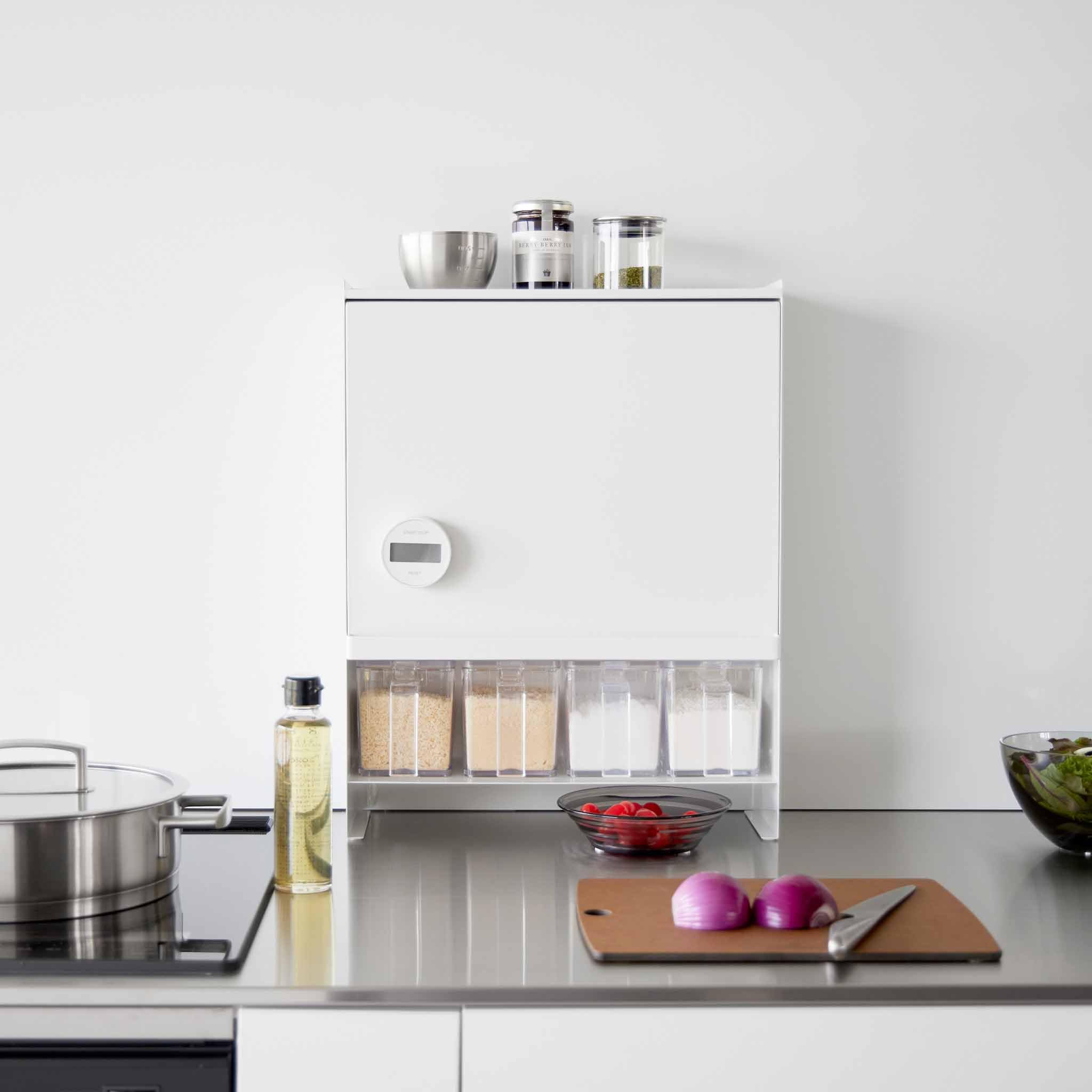 YAMAZAKI 2009 TOWER 3Tiered Seasoning Rack, white, Steel/POM Resin, 38 x 16.3 x 49.2 cm