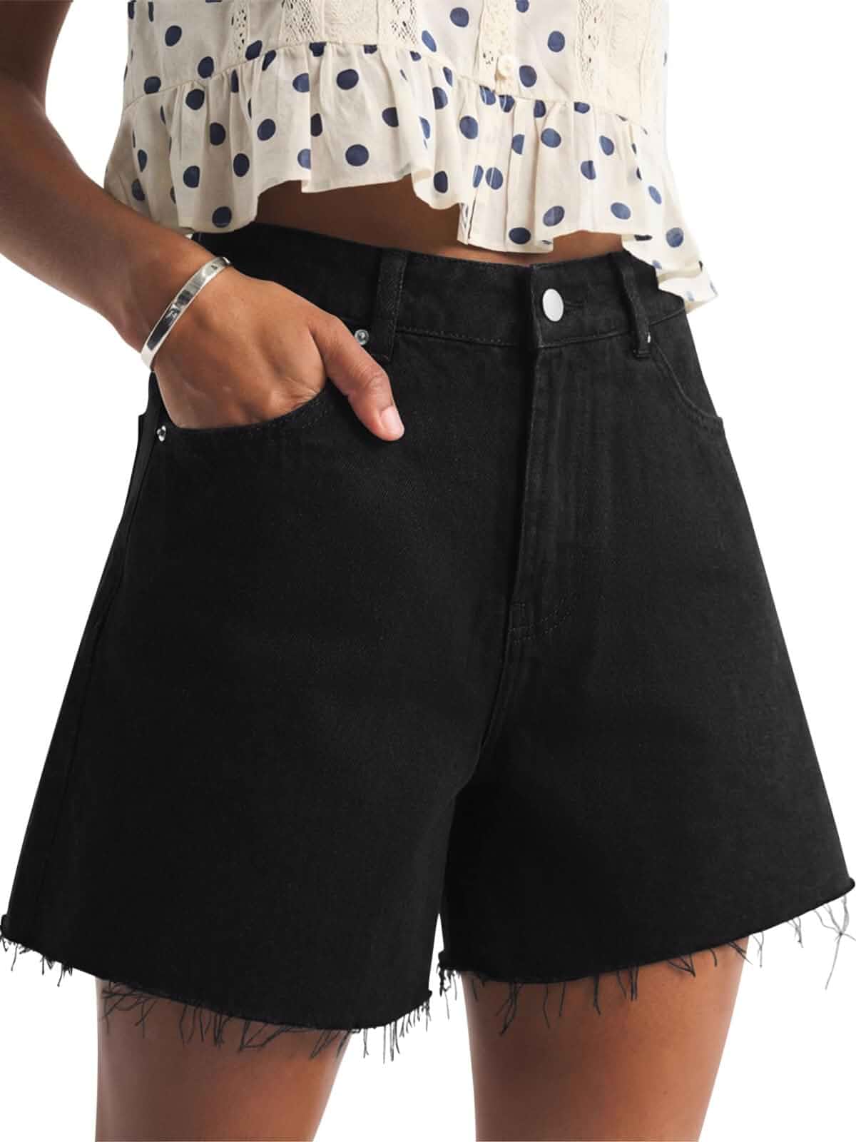 PINKMSTYLE Jean Shorts for Women High Waisted Casual Ripped Denim Short Frayed Hem Summer Trendy Jorts