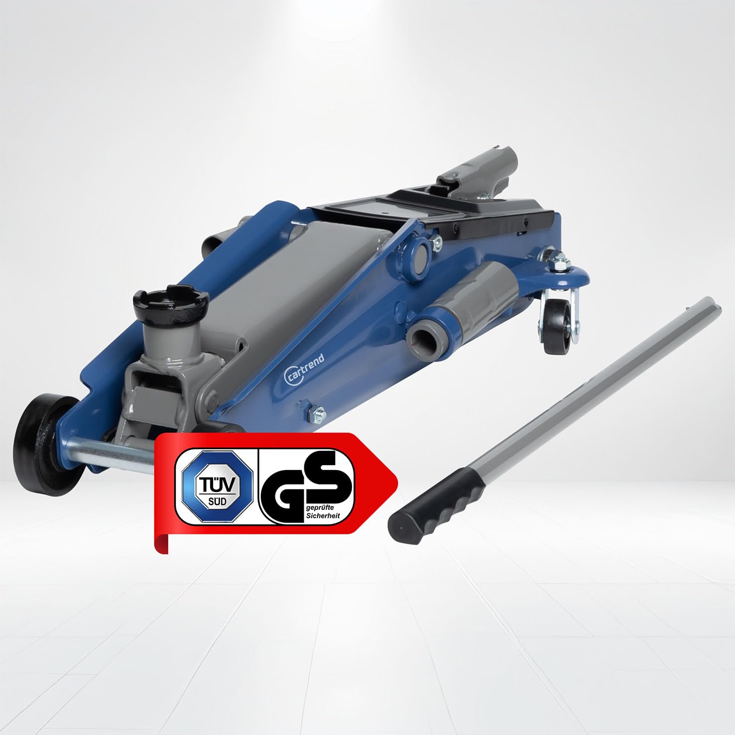 Cartrend hydraulischer Wagenheber, Rangierwagenheber für SUVs und Geländewagen mit Quicklift-Funktion, 2,5 Tonnen, blau