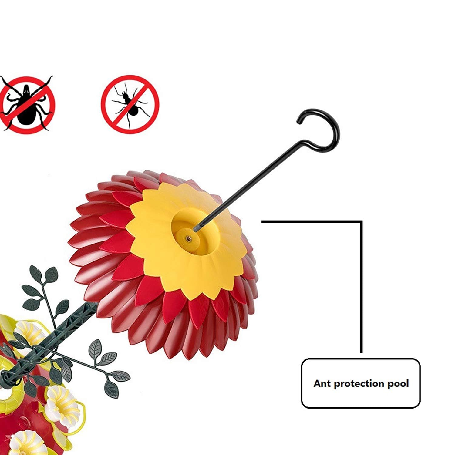 Mangiatoia per uccelli, deflettore per esterni, per formiche e fossati, mantiene le formiche lontane dalle mangiatoie per colibrì, copertura a cupola rossa, mantiene la qualità del nettare e prevenire