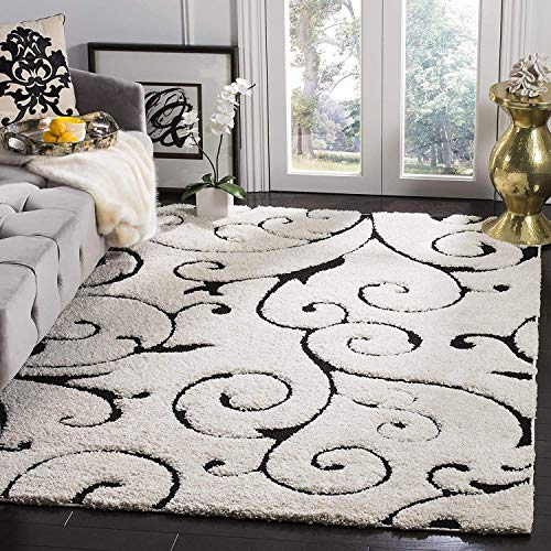Image of Handwoven Microfibre 3D Rug for Living Room (Ivory & Black, 9 X 12 Feet, Microfibre)