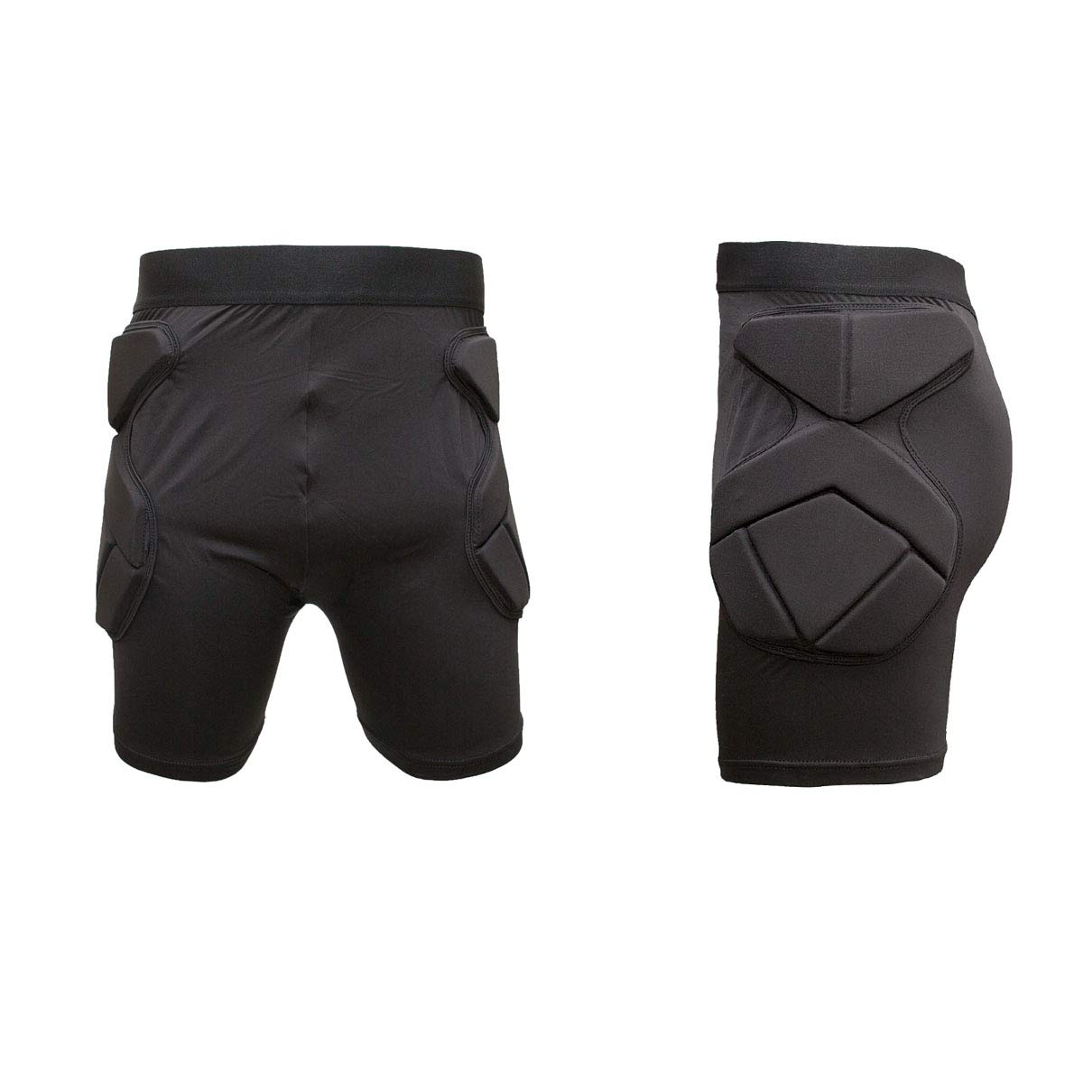 VIPER Padded Rugby Shorts Protection Padded Compression Short Undershorts Rugby Football Paintball Baseball Soccer Basketball (L) Black