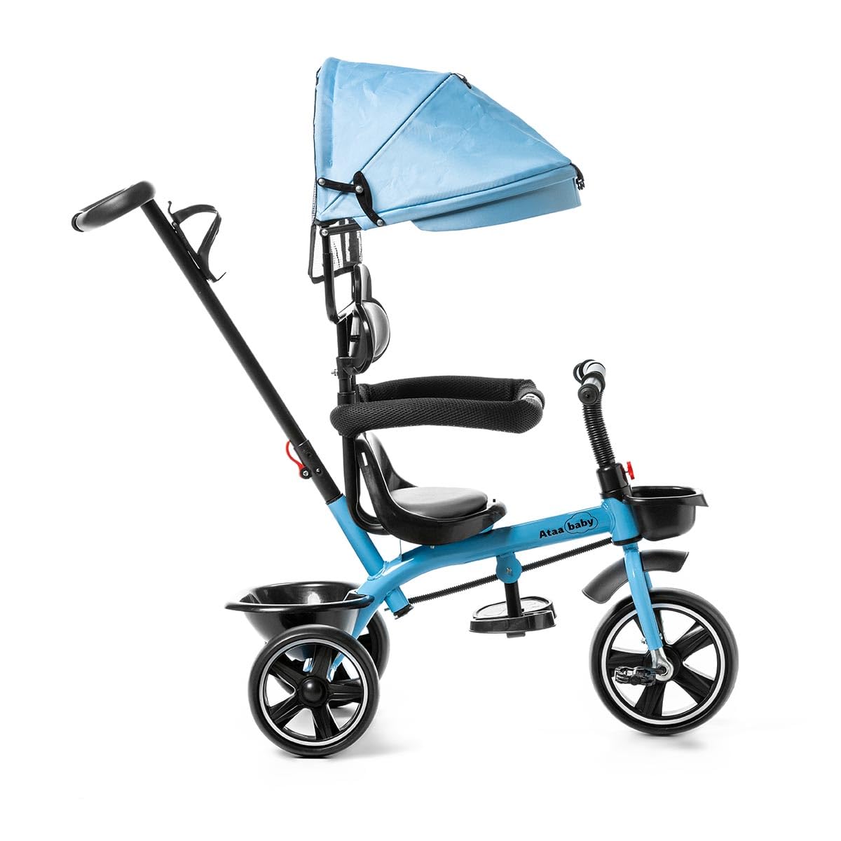 ATAA Triciclo Infantil Baby ERUM Azul con Mango Regulable Cesta reposapies Ruedas antipinchazos y Asiento ergonomico 360º
