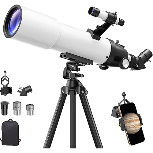 90MM Telescope for Adults and Kids 8+: 150X High Powered Astronomical Portable Refracting FMC Beginners Explorer Scope Toys for Girls Boys 8-12 Xmas Gift Travel Stars Gazing w Professional Tripod