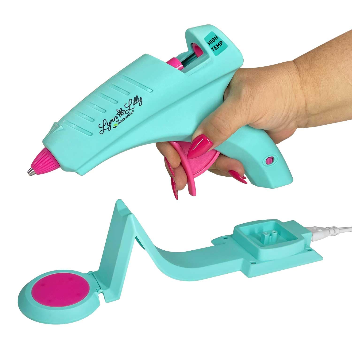 Surebonder Lynn Lilly Edition - Kit per pistola per colla a caldo senza fili con colla a caldo multiuso e stick di colla ad alta resistenza, colore: blu
