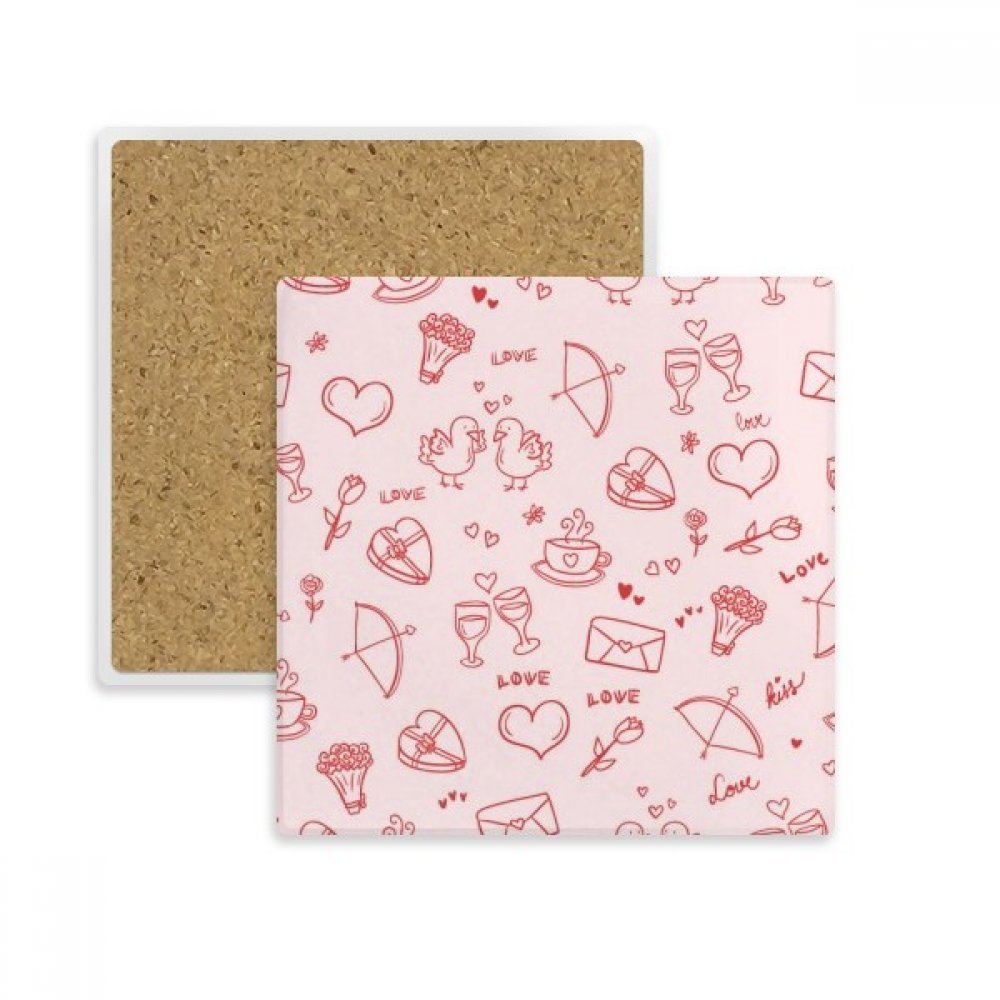 Dessous de verre absorbant en pierre rose rouge coeurs St-Valentin pour mug