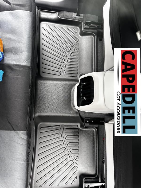 Image of TPE Premium Life Long Car Floor Mats||Compatible for Kia Seltos New||Set of 3 pcs||Waterproof and Anti-Slip, All Wheather Durable Car Mats|| Colour:- Black