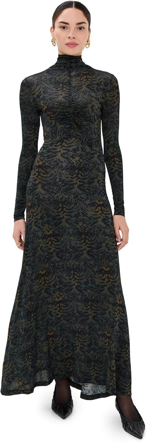 Ulla Johnson Women's Koa Jersey Ruched Front Turtleneck Dress