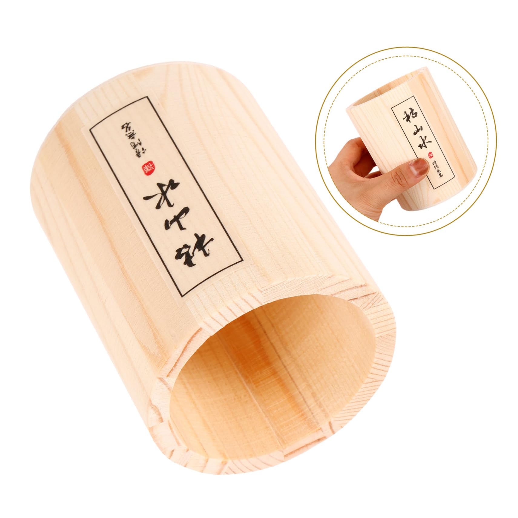 TOYANDONA Boîte De 5 Pièces Table De Sable De Bureau Zen Pinceau De Maquillage Outils Accessoires De Table Râteau Accessoires De Bureau Étui De Maquillage Tonneau De Bois Bac à Sable en Bois