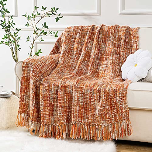 Battilo Home Rust Orange Throw Blanket For Couch, Decorative Fall Blankets And Throws, Bed Throws For Foot Of Bed, 50"X60" #TOP2