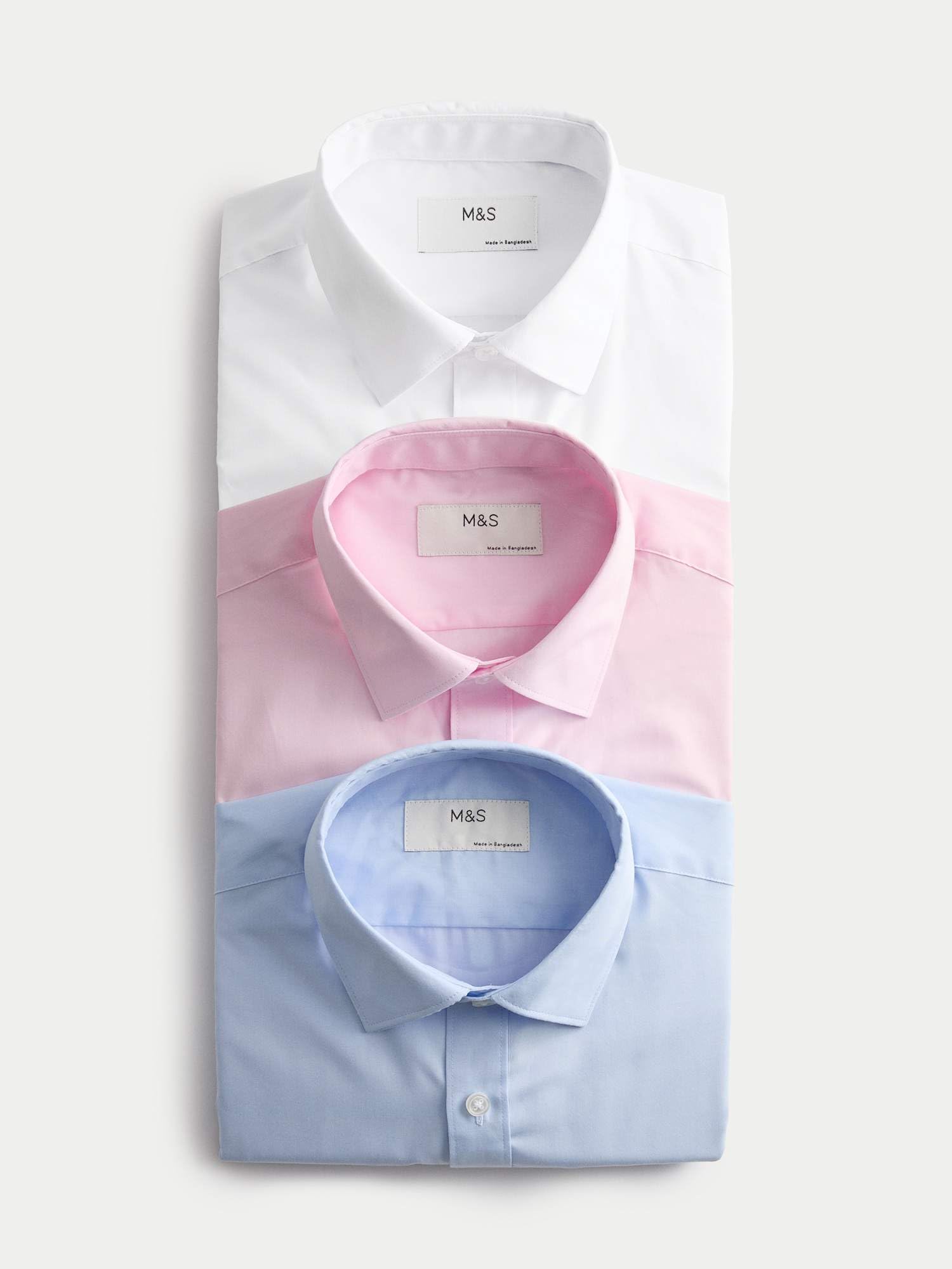 Marks & Spencer 3-Pack Uomo Camicie vestibilità Regolare Stiro Facile