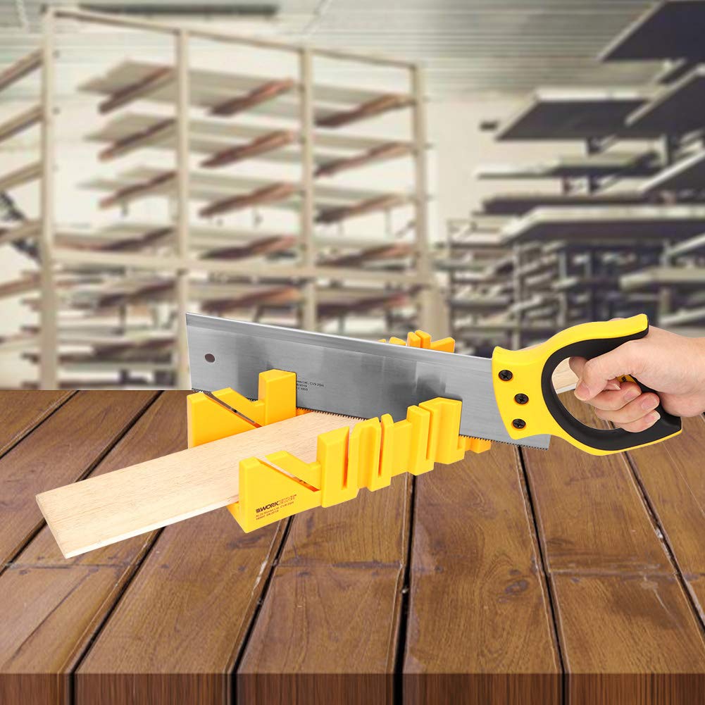 Lyrlody Mitre Box,30,5 plastica multiangolo di serraggio troncatrice per potatura strumento per la lavorazione del legno a mano con posteriore 35,6 cm per la lavorazione del