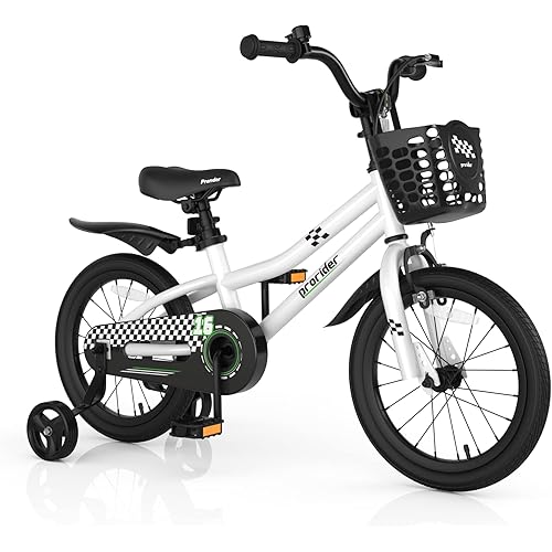 BABY JOY Kids Bike, 12 14 16 18 Inch Children Bikes for Boys Girls Age 3-8 Years w/Training Wheels, Handbrake, Coaster Brake & Removable Basket, Kids Bicycle of Multiple Colors