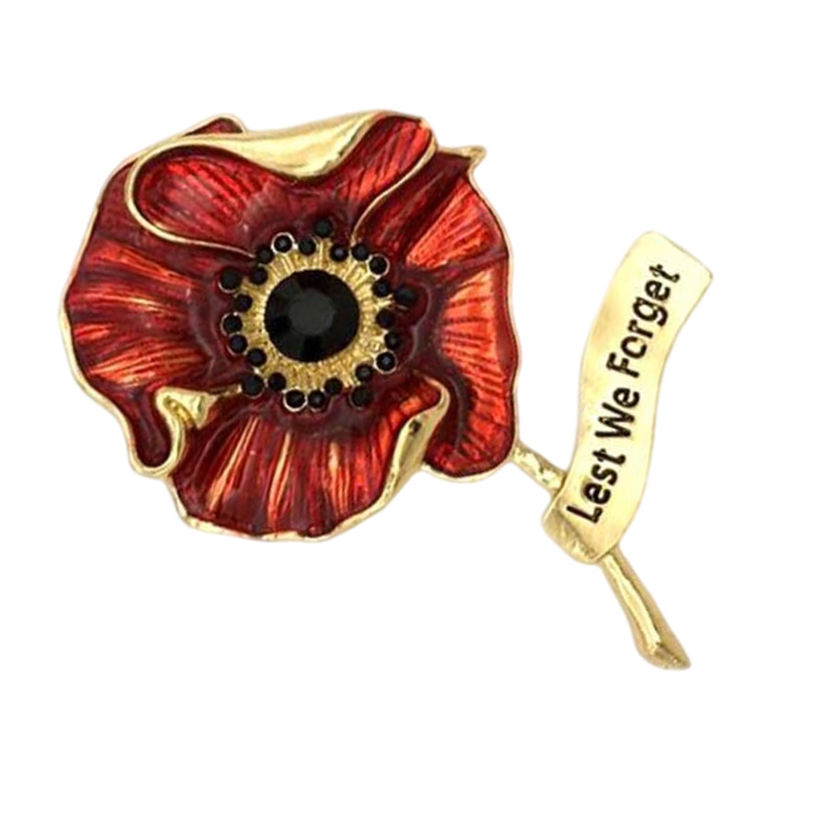 Mzran Unisex Gold Poppies Brooch Pin Enameled Flower Lapel Pin Solider Remembrance Day Jewelry Memorial Gifts Red Flower Brooches For Womens Remembrance Poppies Lapel Pins