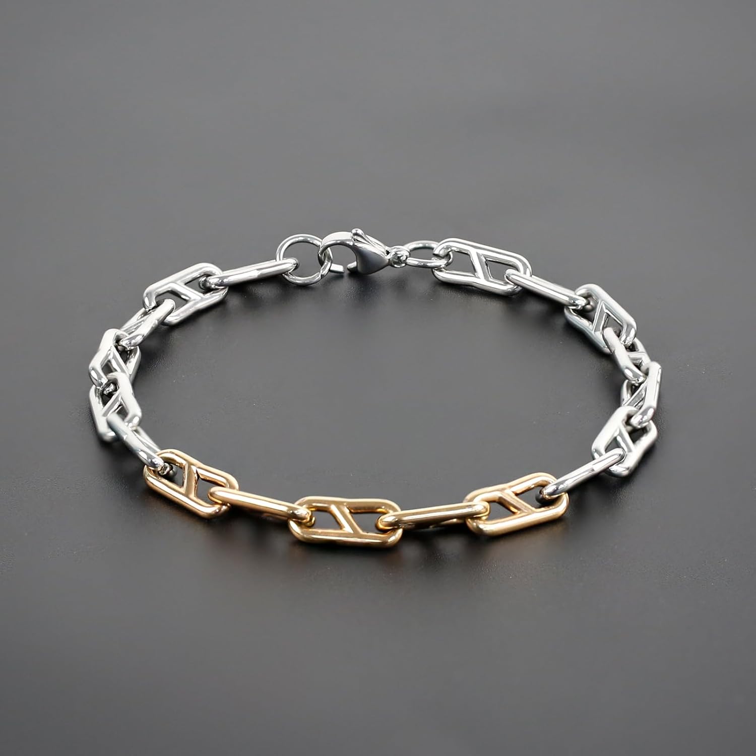 Stainless Steel Link Bracelets for Men&Women,Valentines Birthday Annivesary Christmas Jewelry Gifts for Lover Father Mother Friends,Casual Trendy Beaded Bracelets Cool Adjustable Size - Image 4