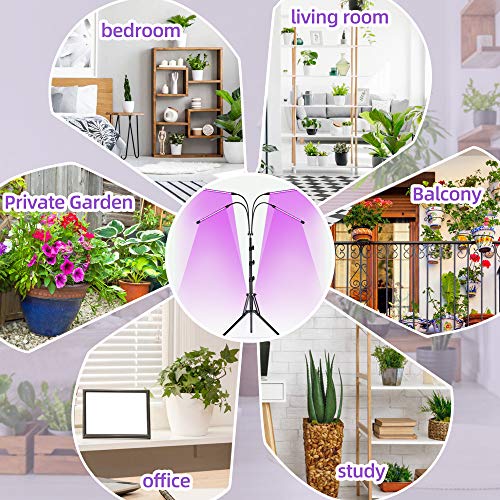Busatia Grow Light For Indoor Plants, Four-Head Indoor Plants Light With Adjustable Tripod Stand&Gooseneck, Full Spectrum Led Grow Light With Remote Control 4/8/12H Timer 3 Switch Modes 10 Brightness #TOP7