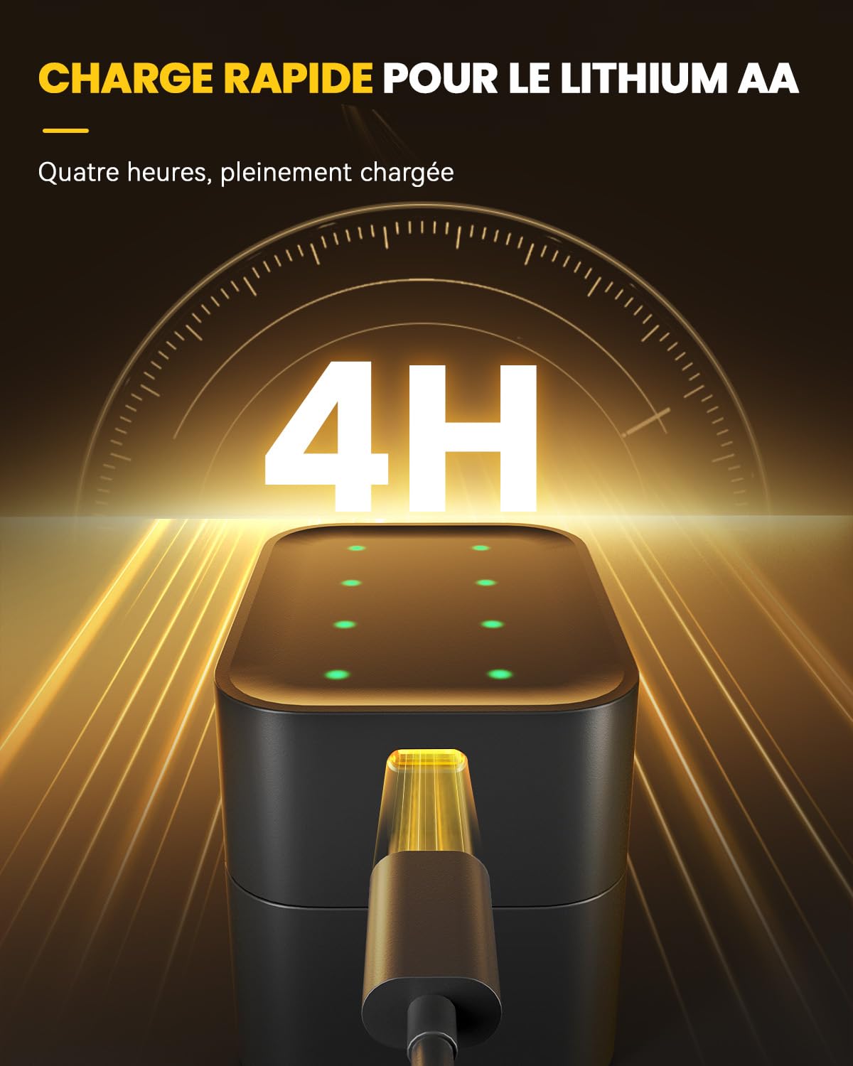 Lot de 8 Piles AA au Lithium Rechargeables avec Chargeur, 3600 mWh Haute capacité 1,5 V, Piles AA Li-ION Rechargeables Longue durée avec boîte de Rangement intégrée