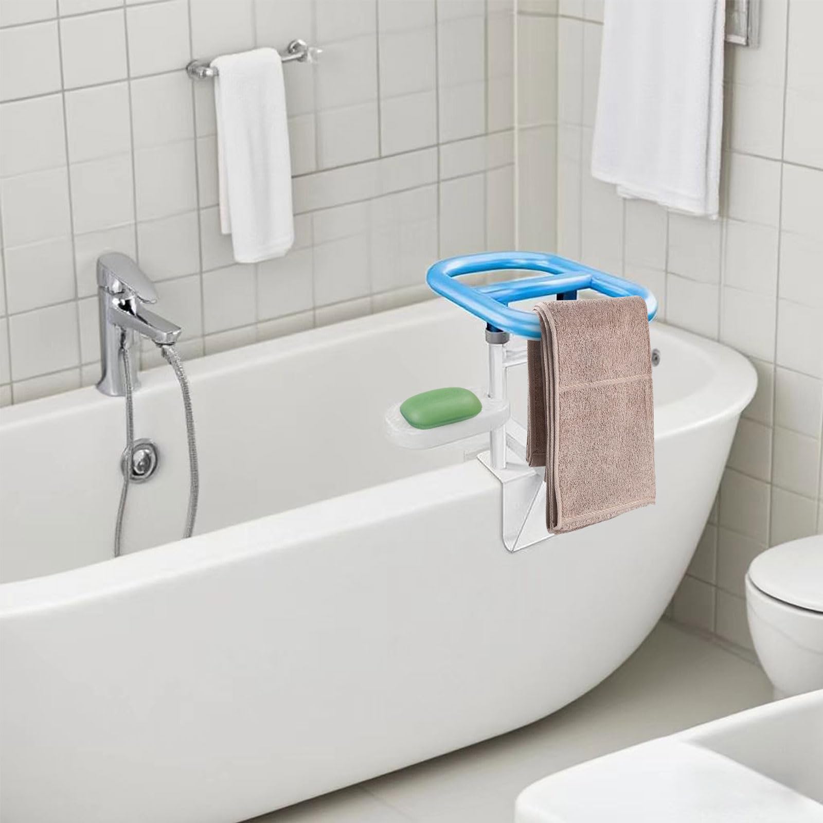 badewannen einstiegshilfe für senioren, badewannengrif f haltegriff badewanne ohne Bohren, wannengriff mit Seifenkiste,geeignet für Haltegriff Badewanne Wanddicke 8–13 cm