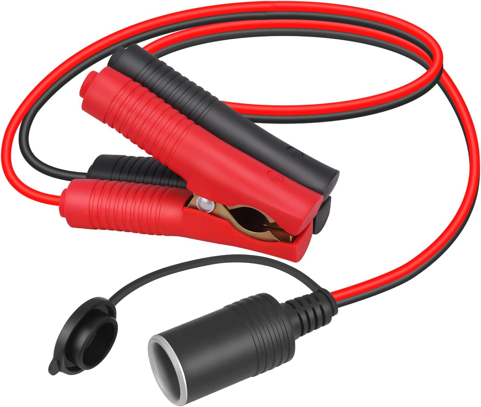 12V 24V cigarette lighter socket to crocodile battery clip Direct battery type Length 50cm 14AWG adapter cable 20A