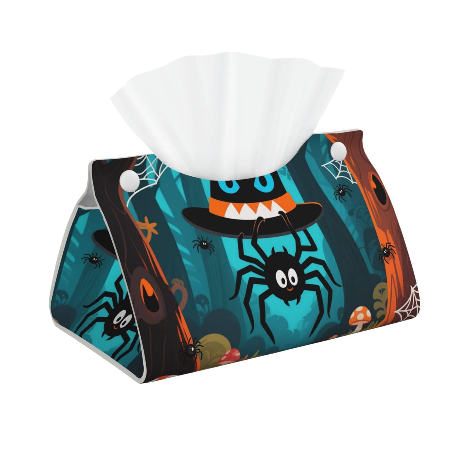 Pu Leather Tissue Box Cover, Halloween Hat Night Rectangle Tissue Case Covers Decorative Tissue Box Holder Waterproof Tissue Holder Organizer for Bathroom Home Office