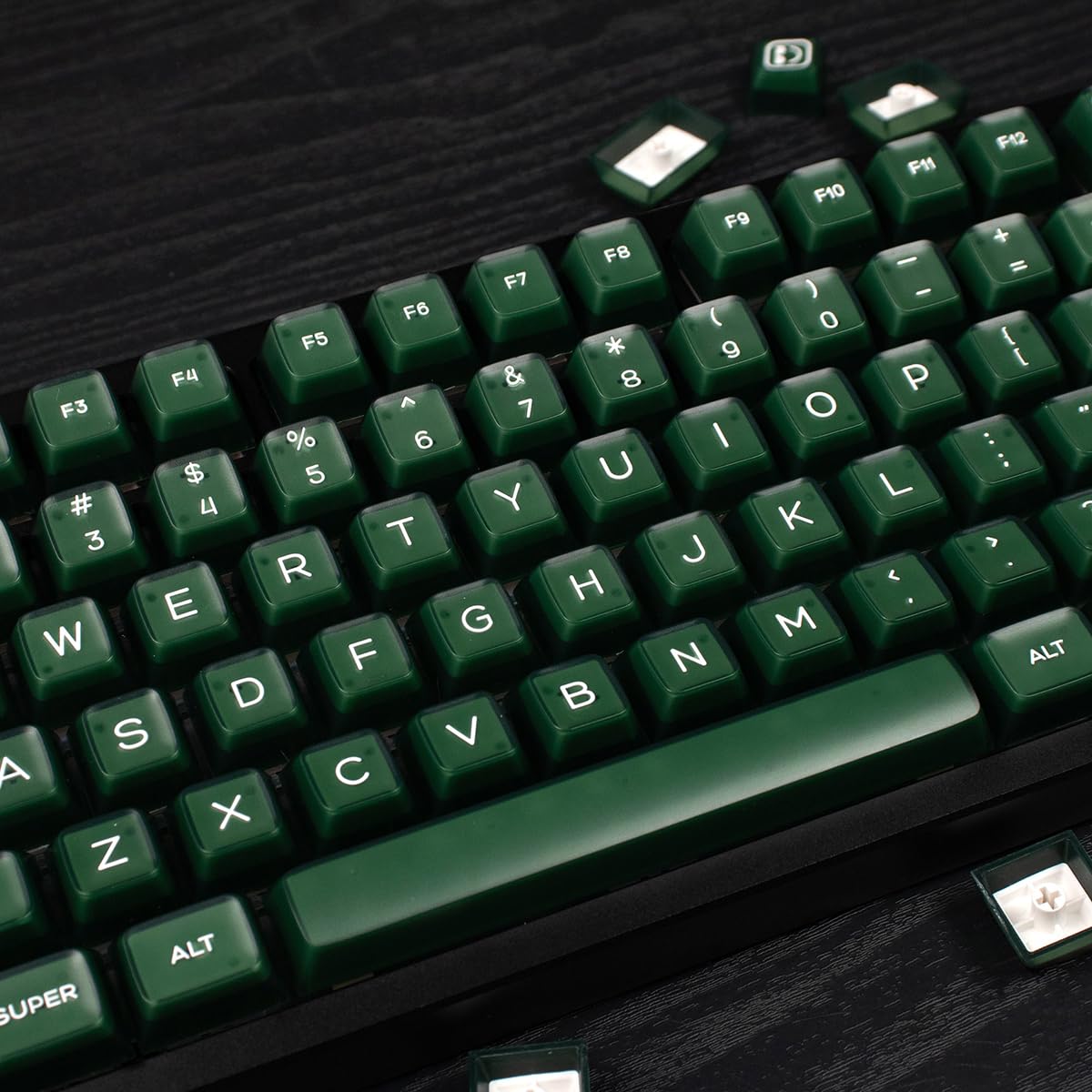 Set di 142 copritasti PBT SA a doppia iniezione, set di copritasti adatto per tastiera meccanica 61/64/87/104/108 Cherry Mx Switch ISO ANSI, colore: verde traslucido