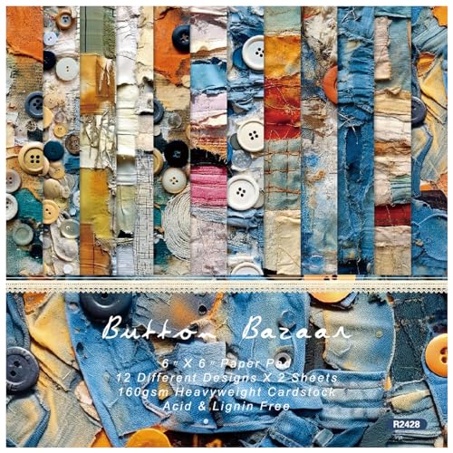 HKSDKABOP Button Bazaar Decoupage Papierblock 24 Blatt