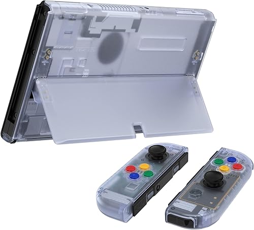 Miniatura 7 de eXtremeRate Juego completo de carcasa de bricolaje para Nintendo Switch OLED, placa trasera de consola de repuesto y soporte, carcasa de controlador