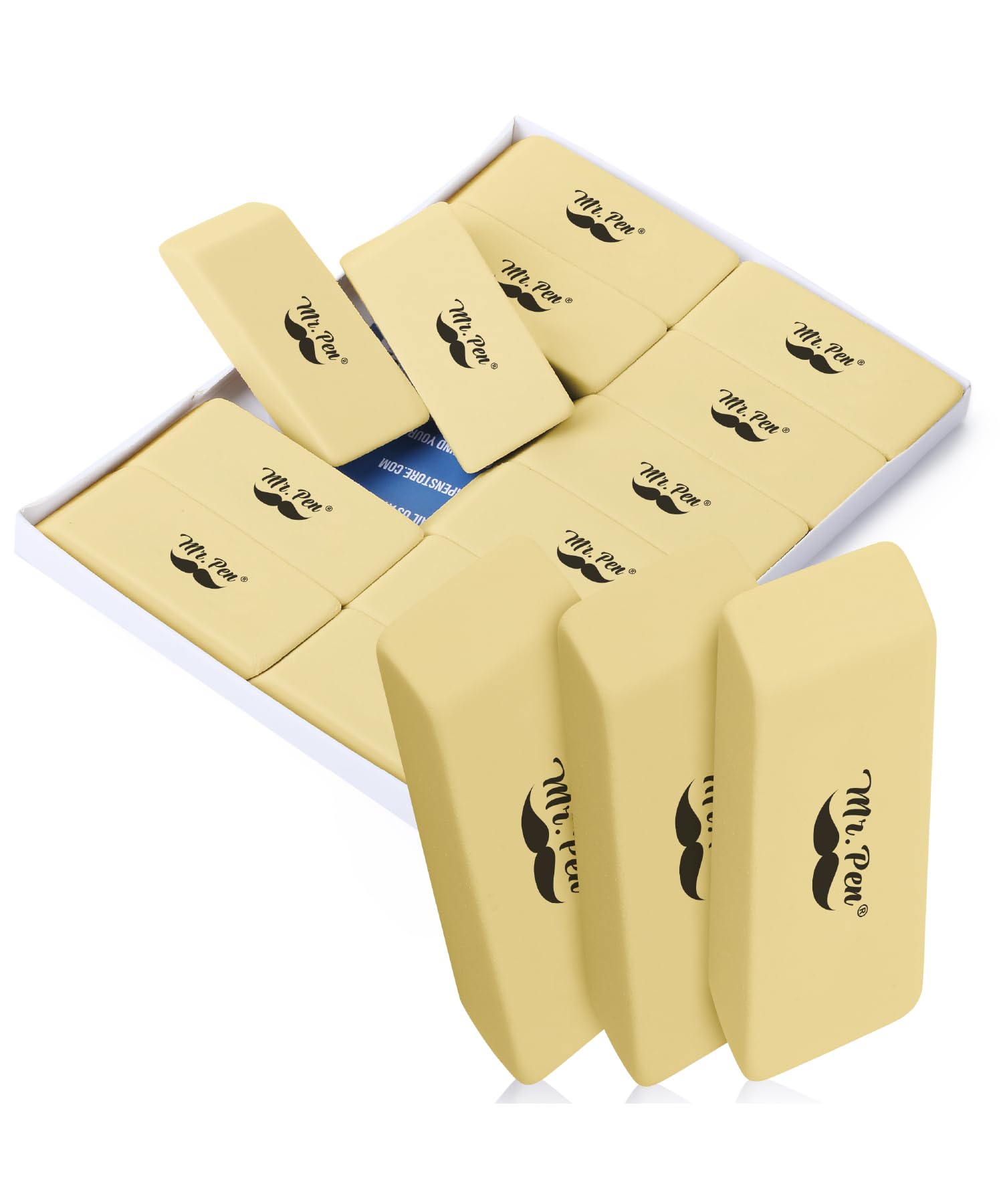 Mr. Pen Large Yellow Pencil Erasers - 12 Pack, Block Erasers for School and Office