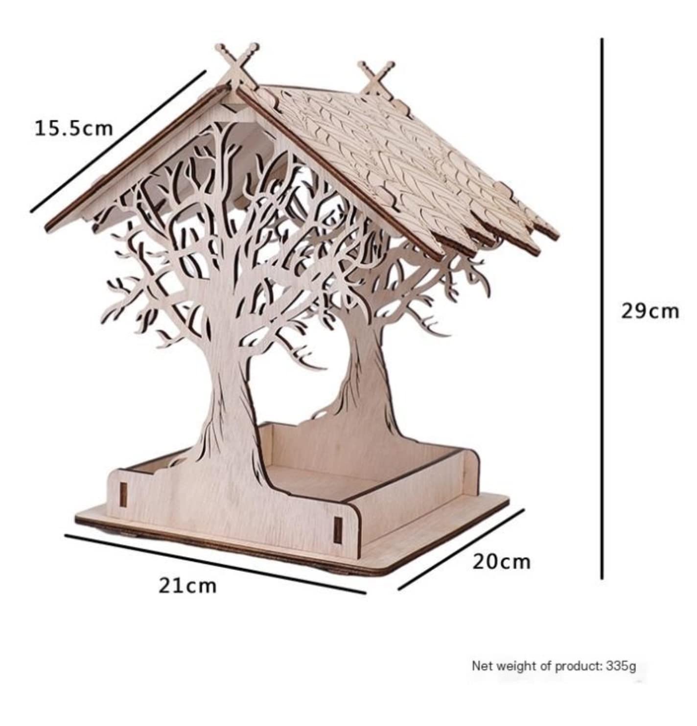 Karmnik dla Ptaków Balkon Drewniany Domek Dla Ptaków Wiszący Karmnik Dzikich Wystrój Ogrodu Stacja Do Karmienia Ogrodu Zewnątrz(C)