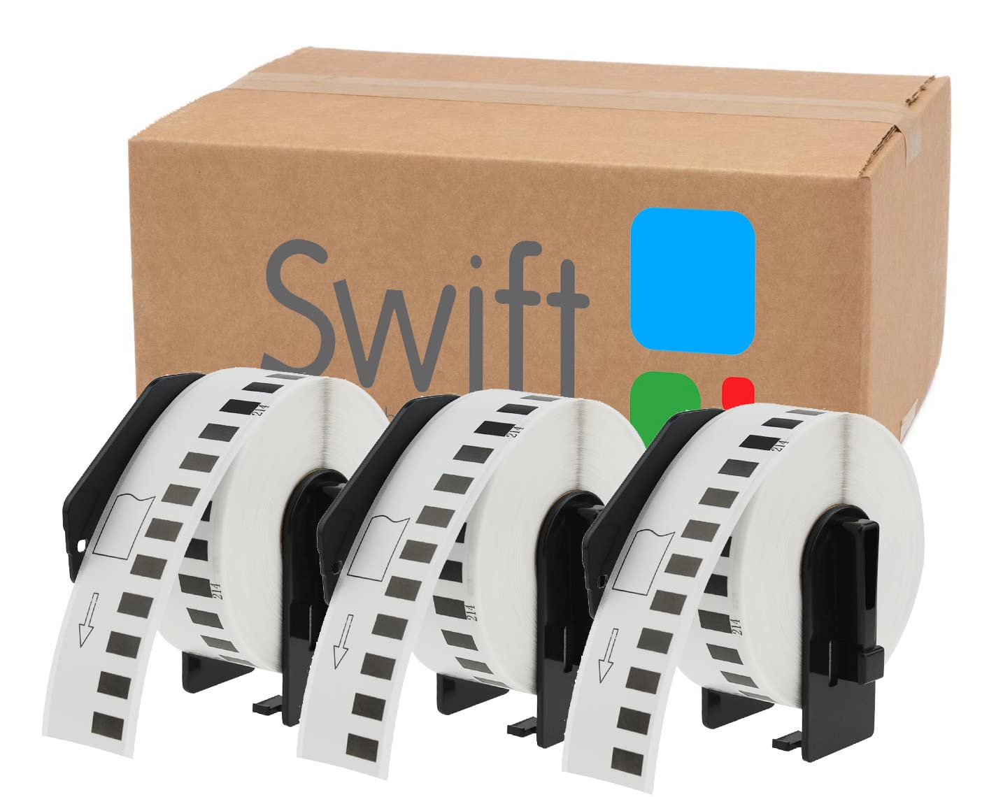Swift 2 x Compatible DK-22214 12mm x 30.48m White Thermal Continuous Paper Tape Labels Compatible with Brother QL-1100 QL-1060N QL-570 QL-580 QL-700 QL-710W QL-800 QL-810W QL-820NWB Printers โ image 1