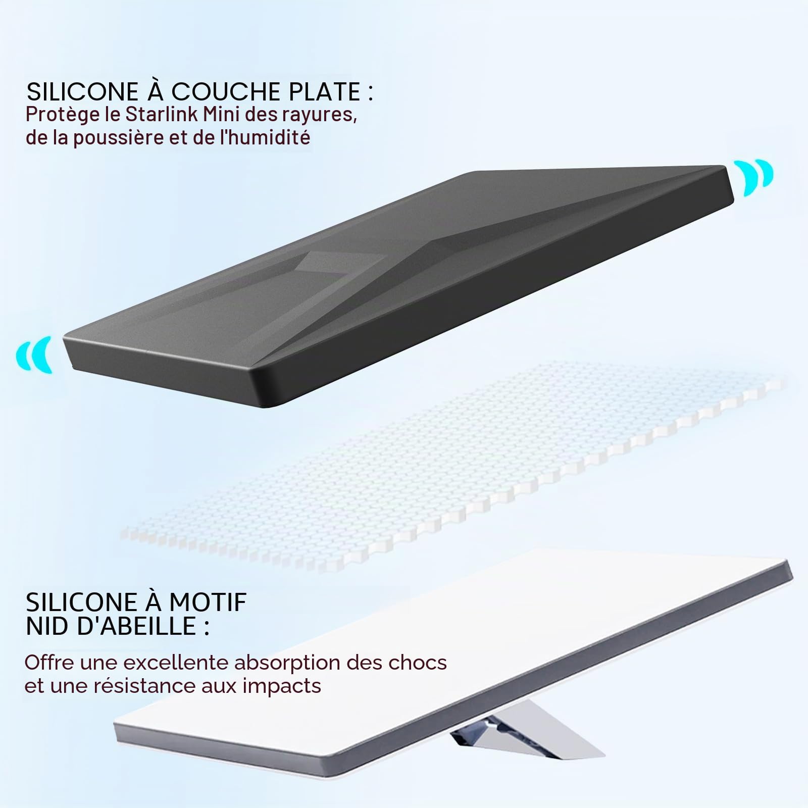 Starlink Mini Coque en silicone pour accessoires de vaisselle Mini Starlink, voyage en plein air, anti-chocs et anti-chute (Noir)