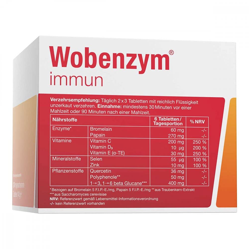 WOBENZYM immun Tabletten 240 Stück – Enzyme mit Vitamin C, D & Zink – magensaftresistent