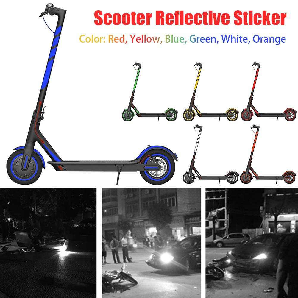 QOTSTEOS Pegatina reflectante para scooter, calcomanía fluorescente decorativa, accesorio impermeable para Xiaomi M365 Pro (azul)
