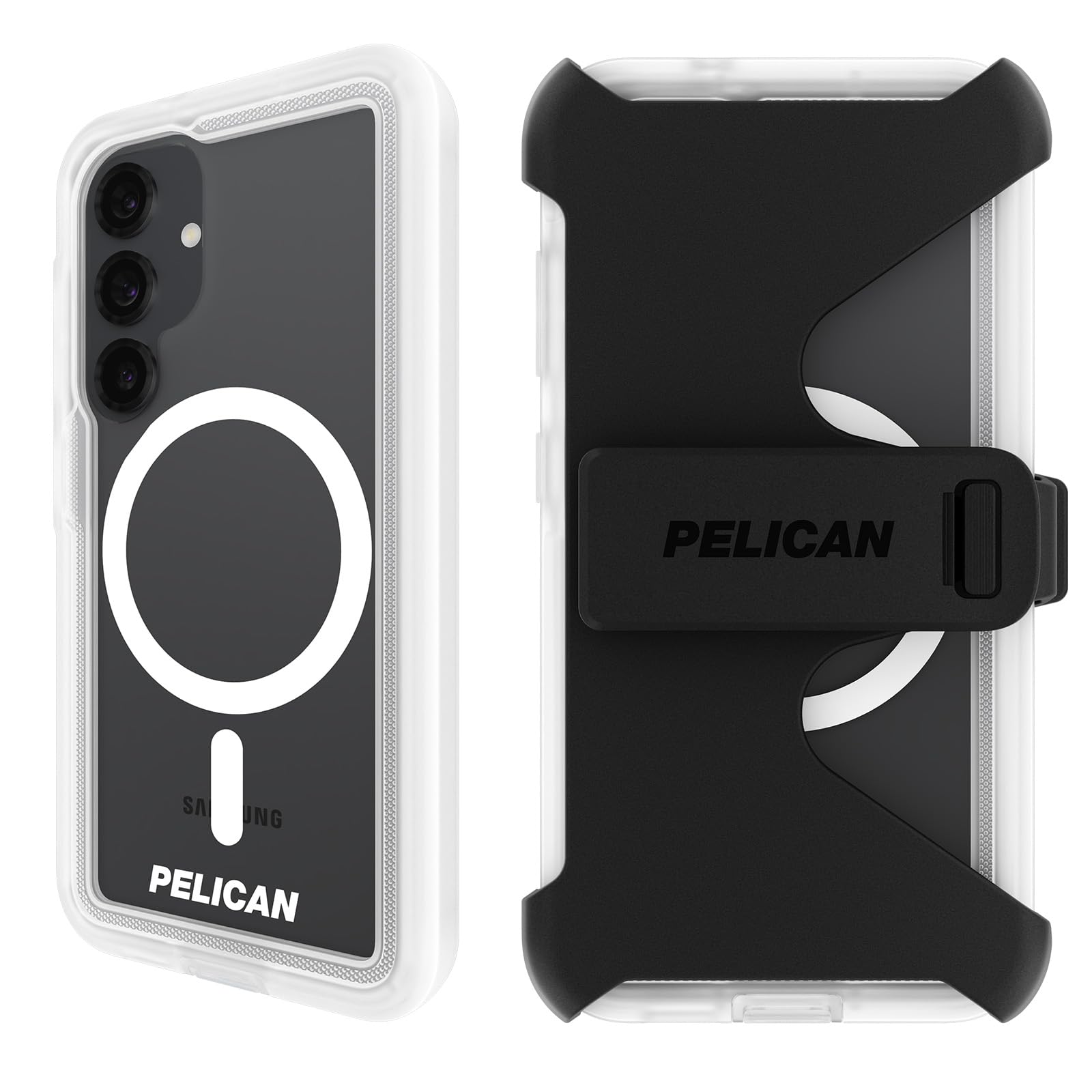 Pelican Voyager Schutzhülle für Samsung Galaxy S25 [magnetisches und kabelloses Laden] Robuste Handyhülle mit 5,5 m MIL-STD Fallschutz – robuste Hülle mit Gürtelclip für Samsung Galaxy S25 – | Magnetische und kabellose Ladehülle mit 5,5 m Fallschutz in Mi
