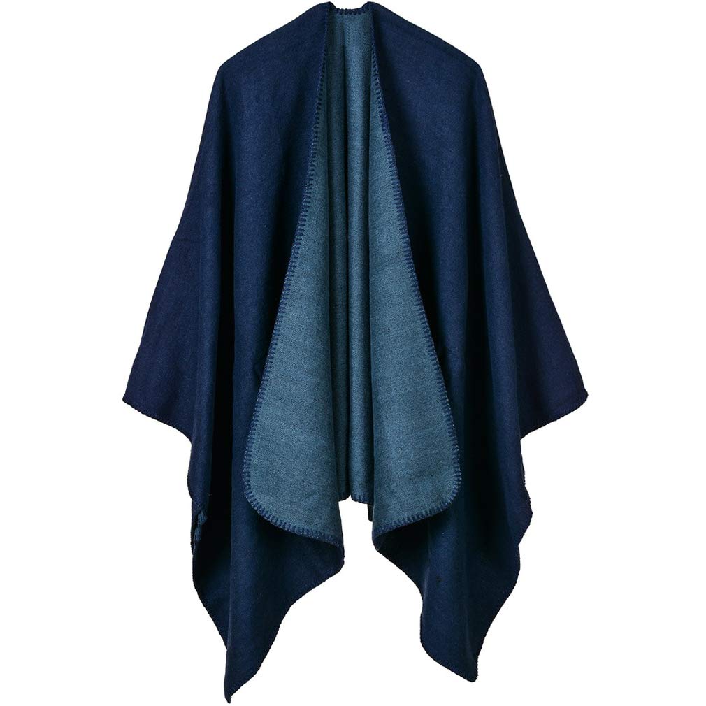 Women's Elegant Knitted Poncho Cape Open Front Cardigan Reversible Oversized Shawl Wrap for Spring, Fall Winter