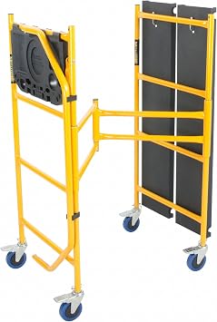 MetalTech 4 Ft Scaffolding Platform, Adjustable, Foldable and Rolling Scaffold Platform with 4-Inch Locking Wheels for Construction & DIY Projects