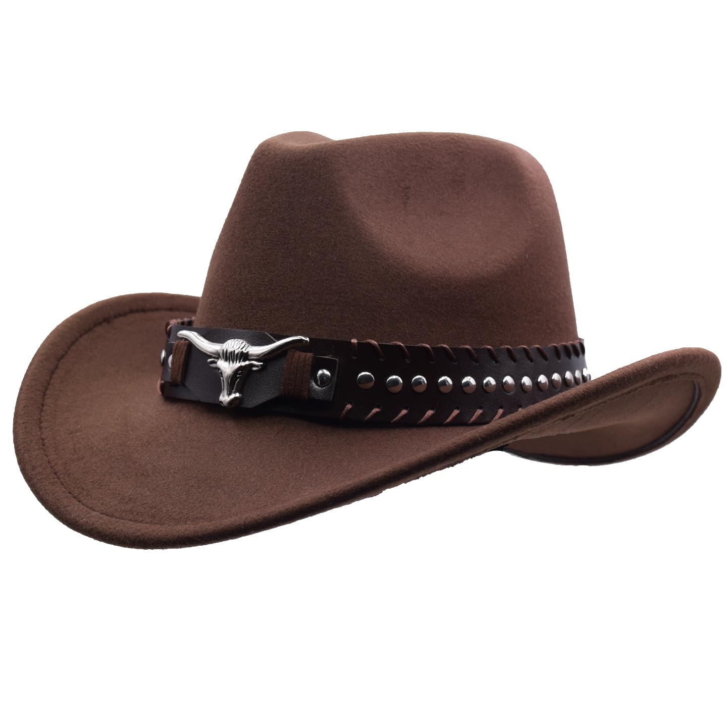 IFSUN Unisex Western Cowboy Hat Fur Felt Cowgirl Hats Wide Brim with Belt Buckle