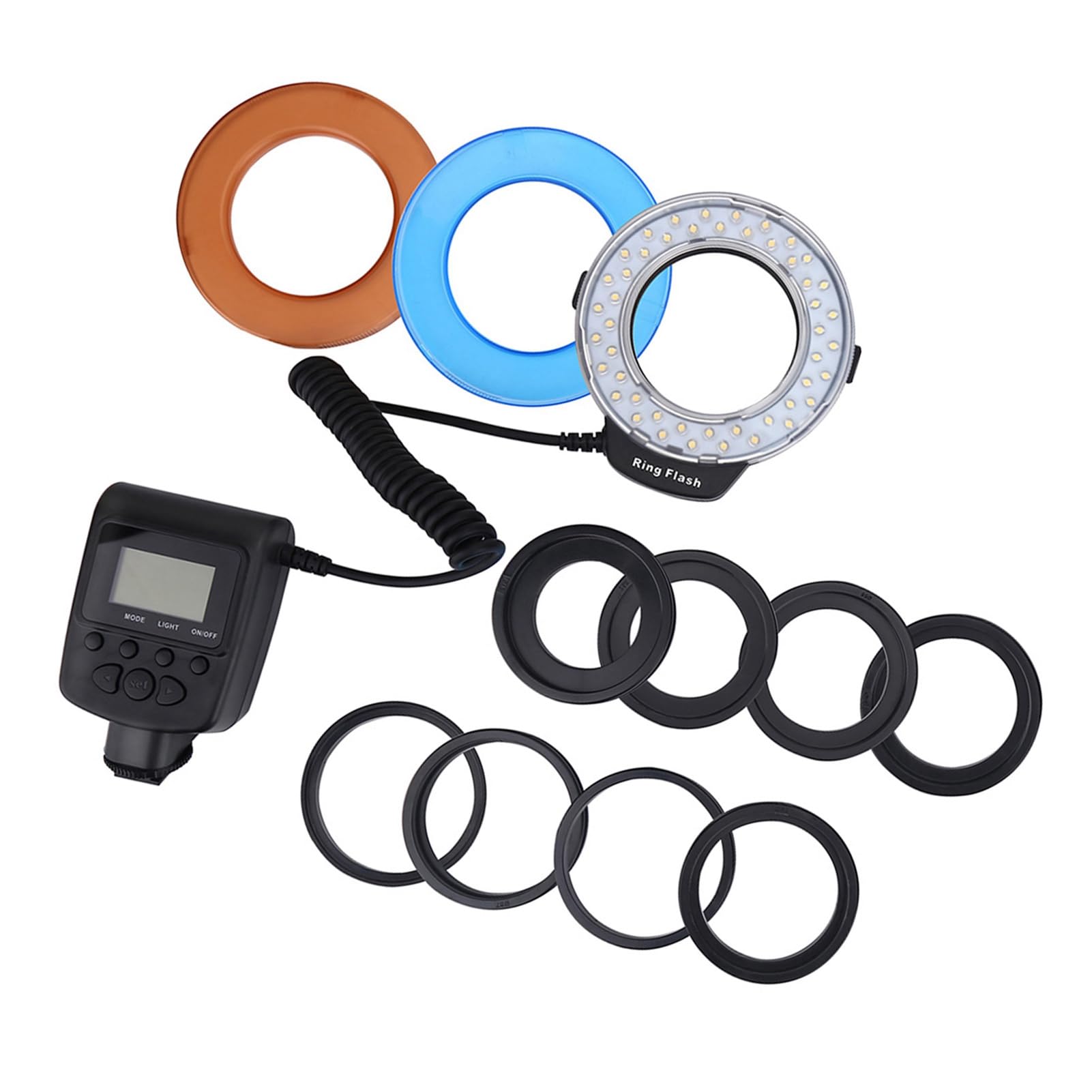 Cryfokt Flash Ad Anello a LED Luce di Riempimento Portatile Premium per gli Appassionati di Fotografia con Fotocamera DSLR con Kit Adattatore per Filtri Colorati
