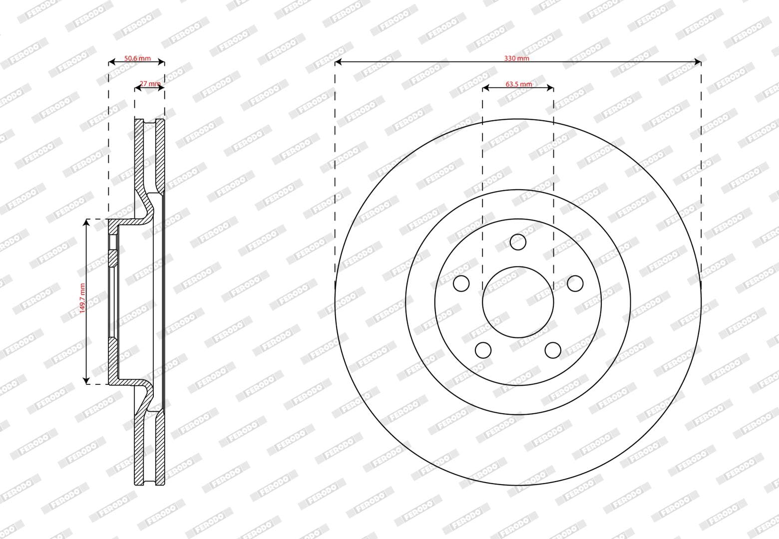 FERODO BRAKE DISC | DDF3111C | FRONT | FOR FORD FOCUS IV TURNIER 2018- | OE-MATCHING QUALITY | SMOOTH & QUIET PERFORMANCE