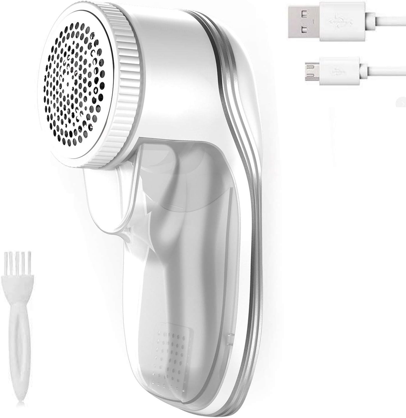WONTECHMI Lint Remover, Electric Rechargeable Fabric Shaver, Fuzz Bobbles Removing Machine for Sweater, Clothes, Knitwear, Carpet, Blankets (White)